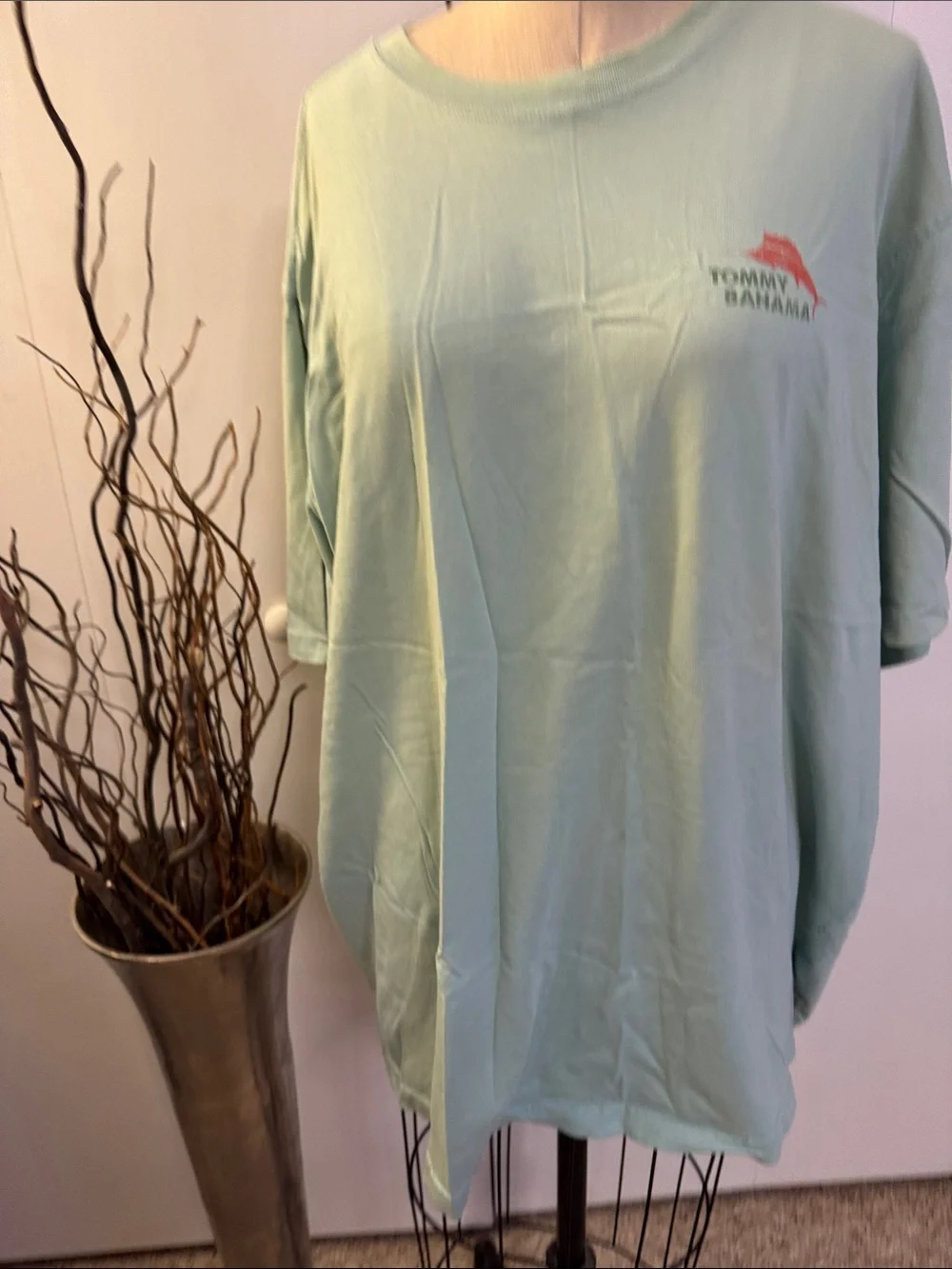 Tommy Bahama Light Green Short Sleeve Tee with Coral Logo - Picture 1 of 5
